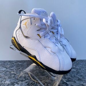 Nike Jordan True Flight (TD) White/Black-Yellow Shoes Baby Size 9C (343797 107)